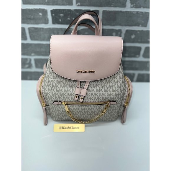 Michael Kors MK Jet Set Item Medium Chain Backpack -Powder Blush Multi - Picture 2 of 12